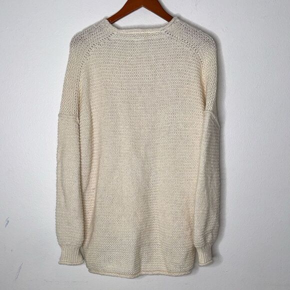 FREE PEOPLE All Mine Alpaca Wool Chunky Slouchy Soft Sweater Ivory Size Small - Picture 4 of 13